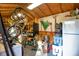 Organized shed interior with pegboard wall, storage shelves, and ample space at 1048 Wharf Indigo Pl, Mount Pleasant, SC 29464
