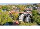 Overhead view of charming homes with a mix of architectural styles and colorful roofs surrounded by mature trees at 107 Bogard St, Charleston, SC 29403