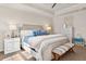Comfortable main bedroom showcasing a king-size bed, tray ceiling, bedside tables, and soothing decor at 1549 Moss Spring Rd, Mount Pleasant, SC 29466