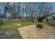 Spacious backyard with stamped concrete patio, fire pit and ample space for outdoor activities and entertaining at 240 Horseshoe Dr, Goose Creek, SC 29445