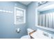 Bathroom with gray walls, a window, and standard toilet and sink at 240 Horseshoe Dr, Goose Creek, SC 29445