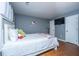 Bedroom with white comforter, Hello Kitty decor, and gray walls at 240 Horseshoe Dr, Goose Creek, SC 29445