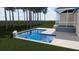 Sparkling pool with waterfall feature, surrounded by lush lawn and mature trees at 3711 Riverstation Ct, Mount Pleasant, SC 29466