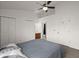 Bedroom features a ceiling fan, closet space, carpet flooring, and a private bathroom at 509 Reserve Way, Summerville, SC 29485
