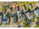 Aerial view of a residential area with neatly arranged houses, driveways, and lush greenery at 1901 Hubbell Dr, Mount Pleasant, SC 29466