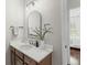 Stylish bathroom with marble vanity, vessel sink, and modern lighting at 1901 Hubbell Dr, Mount Pleasant, SC 29466