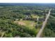 Areal view featuring the property's acreage, wooded surroundings, and road frontage at 3657 Santee River Rd, Saint Stephen, SC 29479