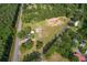 High angle aerial of property showing the expansive grounds and proximity to road at 3657 Santee River Rd, Saint Stephen, SC 29479