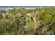 Aerial shot of a serene pond, lush greenery, and mature trees at 3970 Betsy Kerrison Pkwy, Johns Island, SC 29455