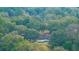 Aerial view reveals a private home nestled among lush trees, complemented by a backyard pool at 3970 Betsy Kerrison Pkwy, Johns Island, SC 29455