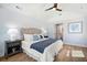 Airy main bedroom with vaulted ceiling, lots of windows, ceiling fan and neutral decor at 519 Bank St, Mount Pleasant, SC 29464