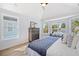 Sunny main bedroom with vaulted ceiling, lots of windows, ceiling fan and neutral decor at 519 Bank St, Mount Pleasant, SC 29464