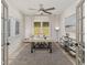 Bright home office featuring a ceiling fan, natural light, and hardwood floors at 640 Cottage Landing Drive, Summerville, SC 29485