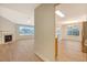 Open concept living room featuring fireplace and wood-look floors at 412 Hainesworth Dr, Charleston, SC 29414