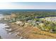 Stunning aerial view of homes near winding waterways and piers, surrounded by lush green trees at 4343 Ten Shillings Way, Ravenel, SC 29470