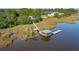 Waterfront property featuring a dock, boat house, and lush surroundings at 4343 Ten Shillings Way, Ravenel, SC 29470