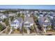 Stunning aerial view of a neighborhood with beautiful homes, lush greenery, and scenic waterfront views at 2506 Gatewood St, Charleston, SC 29492