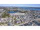 Overhead aerial shot of a residential neighborhood with beautiful homes, a lake and a scenic view at 2506 Gatewood St, Charleston, SC 29492