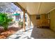Spacious covered patio area showcasing stone steps and beautiful backyard at 339 Cabell St, Charleston, SC 29407