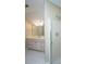 Bathroom featuring white counters and cabinets, a glass-enclosed shower, and tile flooring at 4140 Club Course Dr, North Charleston, SC 29420