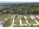 Aerial view of several homes in a well-maintained community surrounded by lush trees at 502 Pontoon Rd, Huger, SC 29450