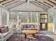 Inviting screened porch with comfortable seating, a unique table, and a peaceful outdoor view at 502 Pontoon Rd, Huger, SC 29450