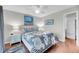 Comfortable bedroom with a ceiling fan, hardwood floors, and minimalist decor at 2017 Long Bend Dr, Seabrook Island, SC 29455