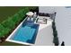 Aerial view of a pool and lounge area, showing the layout of the outdoor living space at 213 Amberjack Ln, Charleston, SC 29492