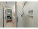 Modern bathroom featuring a glass-enclosed shower with rainfall shower head and a mosaic tile niche at 2156 Cheswick Ln, Mount Pleasant, SC 29466