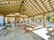 Community pavilion features multiple picnic tables, a fireplace, and beautiful natural surroundings at 222 River Martin Ct, Summerville, SC 29483