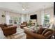 Cozy living room features leather seating, natural light, and stylish decor, creating a welcoming atmosphere at 225 Nelliefield Creek Dr, Wando, SC 29492