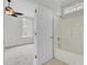 Bathroom and bedroom. The bath features a shower/tub combo and tile floors at 2516 Willbrook Ln, Mount Pleasant, SC 29466
