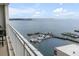 Panoramic waterfront view of the harbor with a boat dock from the condo balcony at 330 Concord St # 14 A, Charleston, SC 29401