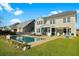 Lush backyard showcasing a pool, patio, and expansive green space, perfect for outdoor activities and relaxation at 402 Spectrum Rd, Summerville, SC 29486
