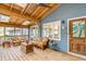 Inviting screened porch with wooden ceiling and comfortable seating at 619 E Erie Ave, Folly Beach, SC 29439