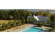 Aerial view of pool and pavilion with palm trees plus view of bridge and waterfront at 1225 Blakeway St # 1104, Daniel Island, SC 29492