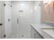 Bathroom featuring a glass shower with white subway tile and marble floor at 2135 Landfall Way, Seabrook Island, SC 29455