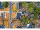 A top-down perspective of a home and its surroundings, showing the neighborhood layout and landscaping at 2410 Trent St, Charleston, SC 29414