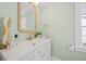 Stylish powder room with white vanity, gold fixtures, and decorative accents for a chic look at 42 Kennedy St, Charleston, SC 29403