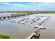 Aerial view of a marina filled with yachts and boats with bridges in the distance at 5 Maranda Holmes St, Charleston, SC 29403