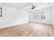 Bright bedroom features sleek ceiling fan, recessed lighting, and hardwood floors at 5 Maranda Holmes St, Charleston, SC 29403