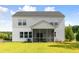 Exterior backyard showcasing a screened-in porch, well-maintained lawn, and bright, white siding at 133 Threaded Fern St, Summerville, SC 29485