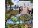 A collage featuring a pool with palm trees, a wooden dock by the lake, and a serene park with lush greenery at 133 Threaded Fern St, Summerville, SC 29485