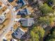 Aerial view of the neighborhood showcasing the home, its location, nearby streets and mature trees at 2176 Andover Way, Mount Pleasant, SC 29466