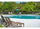 Inviting community pool offers lounge chairs and umbrellas for residents' relaxation, with mature trees surrounding at 2176 Andover Way, Mount Pleasant, SC 29466