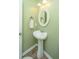 Powder room with pedestal sink, decorative mirror, and green walls at 2270 Kemmerlin St, Johns Island, SC 29455