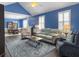Cozy living room with blue walls, vaulted ceiling and comfortable seating at 2419 Tuscany Dr, North Charleston, SC 29406