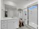 Elegant bathroom featuring a glass shower, vanity, and accessories at 3213 Great Egret Dr, Johns Island, SC 29455