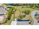 Aerial view of a fenced dog park surrounded by lush greenery, trees, and parking at 3213 Great Egret Dr, Johns Island, SC 29455