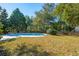 Secluded backyard with an inground pool surrounded by well-maintained lawn and trees at 7 Seahorse Ct, Isle of Palms, SC 29451